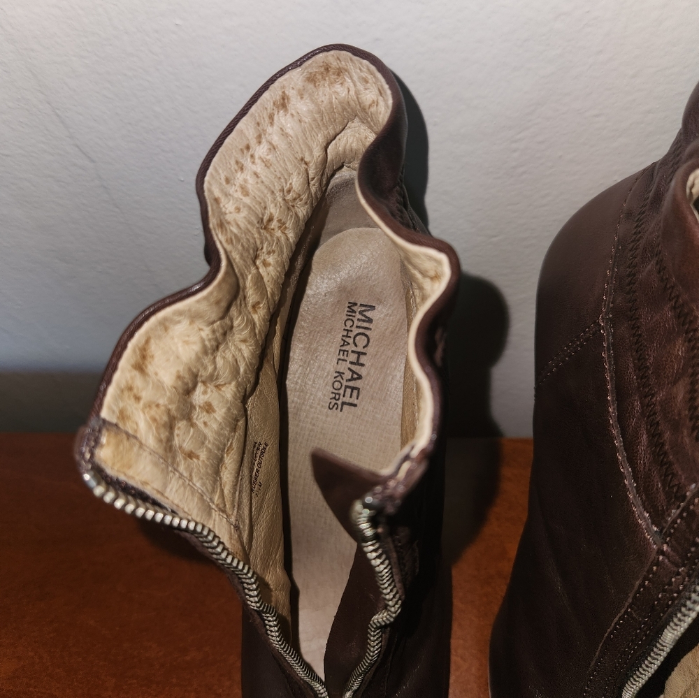 Women's Michael Kors Leather Booties - Picture 10 of 16